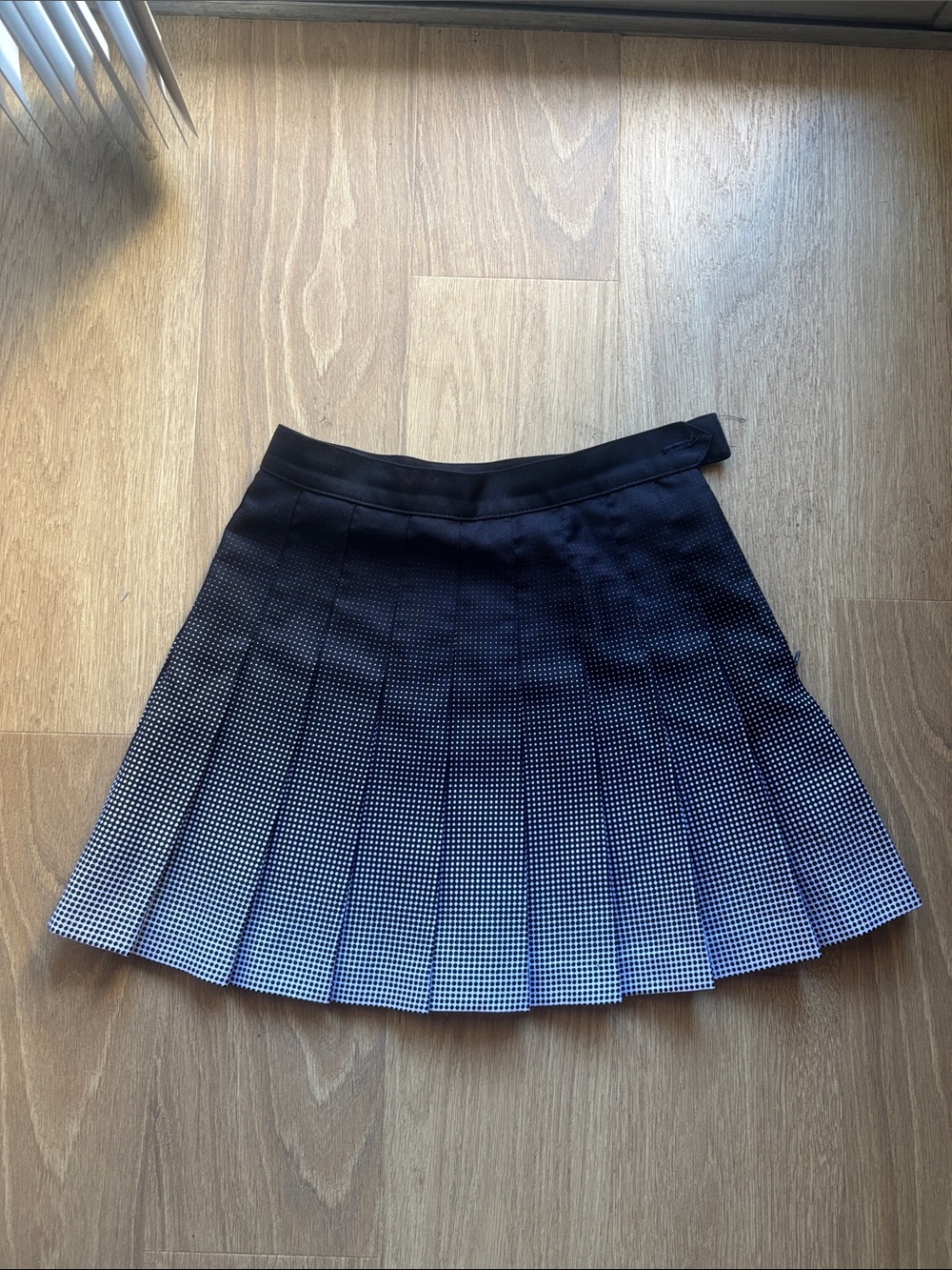 American Apparel Navy-to-White Dots Pleated Mini Skirt